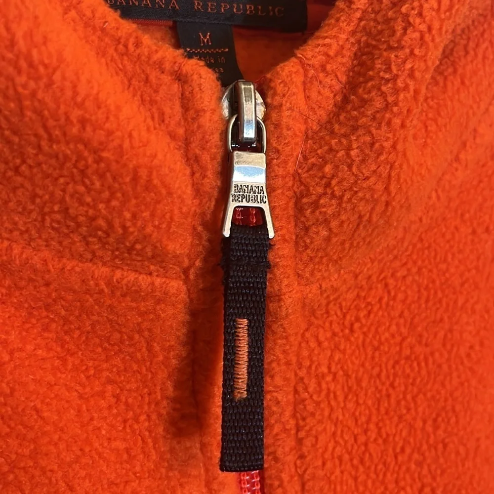 Banana Republic Orange Fleece Zip Hooded Jacket